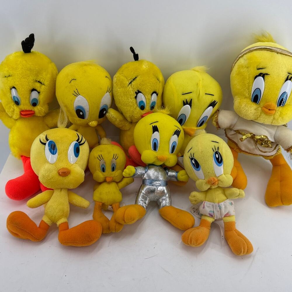 Tweety Bird Plush Lot 9 Looney Tunes Vintage 1969 1990s Warner Bros Up To 12"